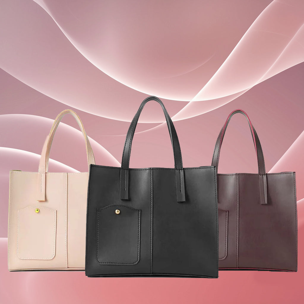 Modern Pocket Tote - black pocket tote bag for women