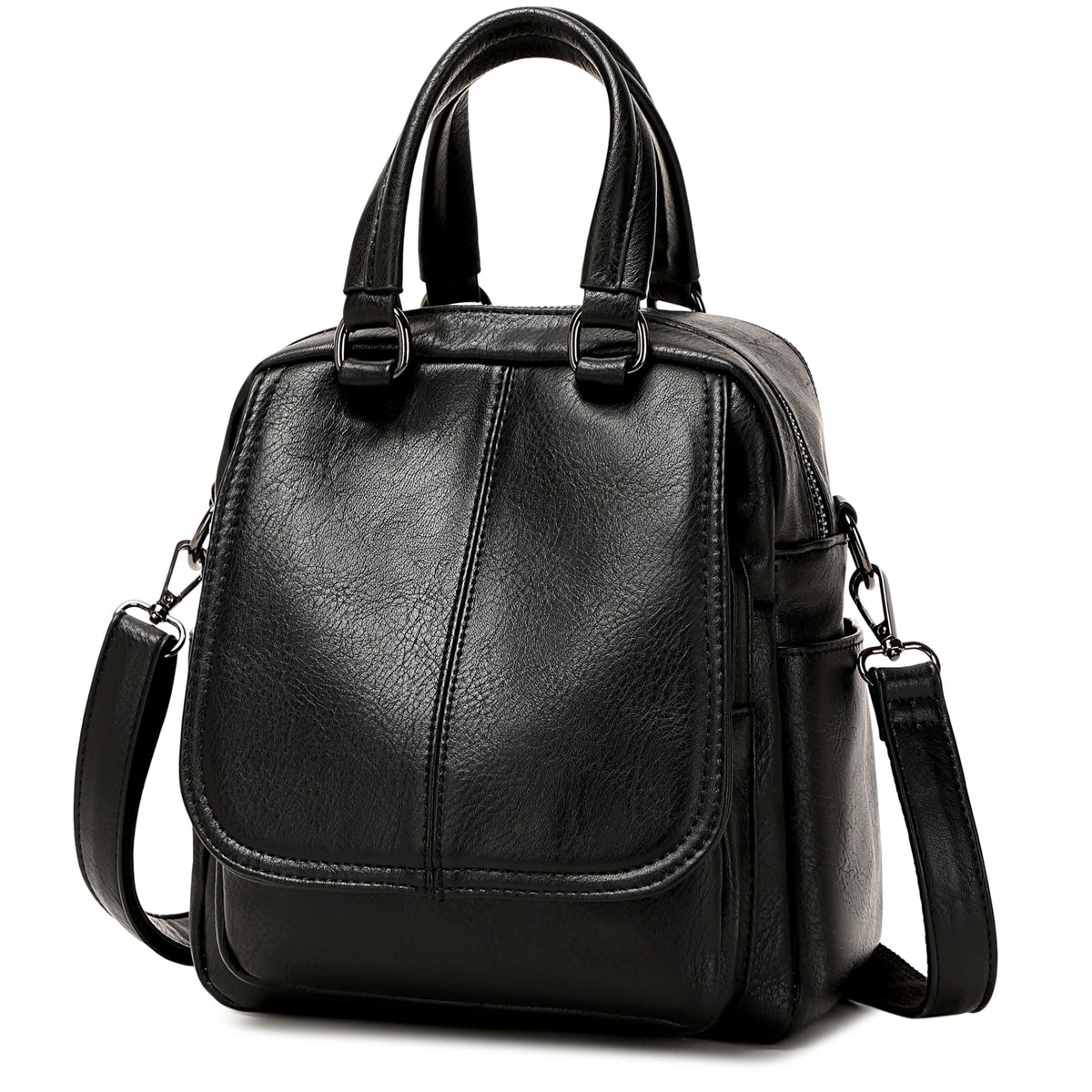 Liora Convertible Backpack Purse - Black — front