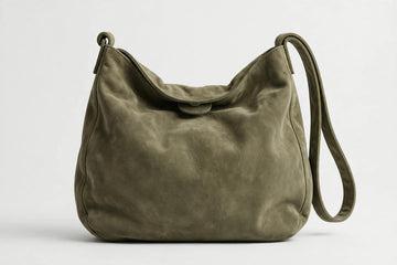 Mireille Suede Hobo Bag - Olive — front