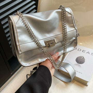 Talia Chain-Strap Shoulder Bag - Silver — front