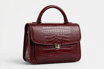 Vespera Croc-Embossed Flap Satchel - Garnet